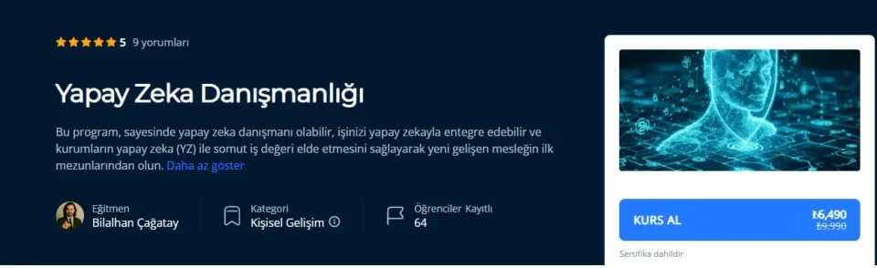 yapay zeka danışmanlığı için yapay zeka danışmanlık kursuna katılın